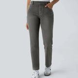 Pantalon Confortable à Taille Haute en Tissu Élastique