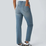 Pantalon Confortable à Taille Haute en Tissu Élastique