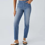 Pantalon Confortable à Taille Haute en Tissu Élastique