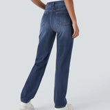 Pantalon Confortable à Taille Haute en Tissu Élastique