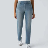 Pantalon Confortable à Taille Haute en Tissu Élastique