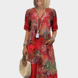 Robe Légère à Motif Estival et Décolleté en V