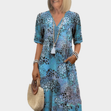 Robe Légère à Motif Estival et Décolleté en V