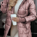 Lina | Veste matelassée longue et chaude avec une grande capuche