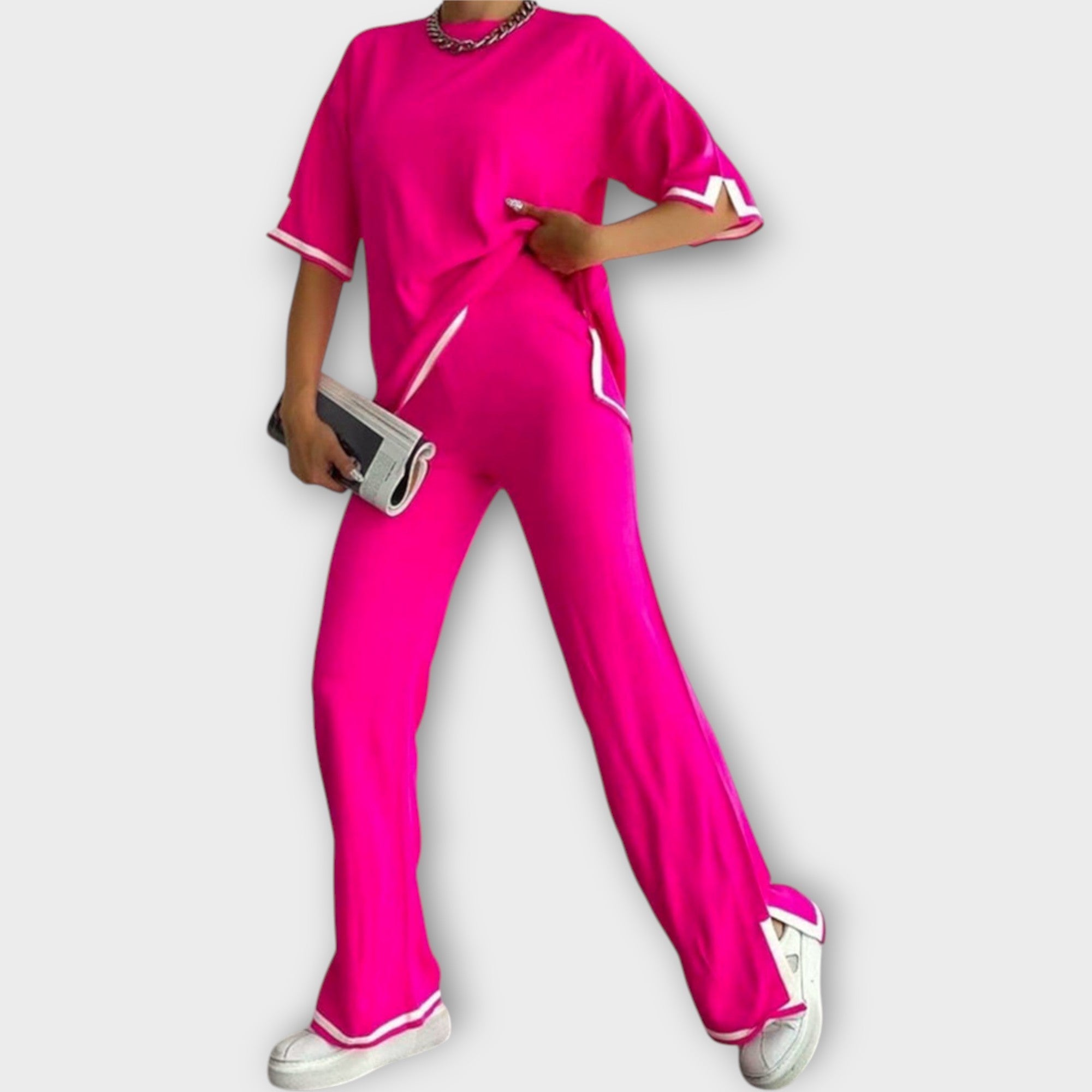 Ensemble Tricoté à Manches Courtes avec Coupe Relax