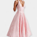 Robe Midi à Dos Nu avec Détails de Corset