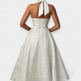 Robe Midi Élégante avec Dos Nu et Détails de Corset