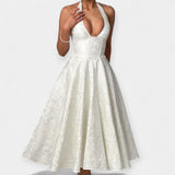 Robe Midi Élégante avec Dos Nu et Détails de Corset