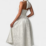 Robe Midi à Dos Nu avec Détails de Corset