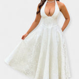 Robe Midi à Dos Nu avec Détails de Corset