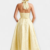 Robe Midi Élégante avec Dos Nu et Détails de Corset