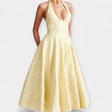 Robe Midi Élégante avec Dos Nu et Détails de Corset