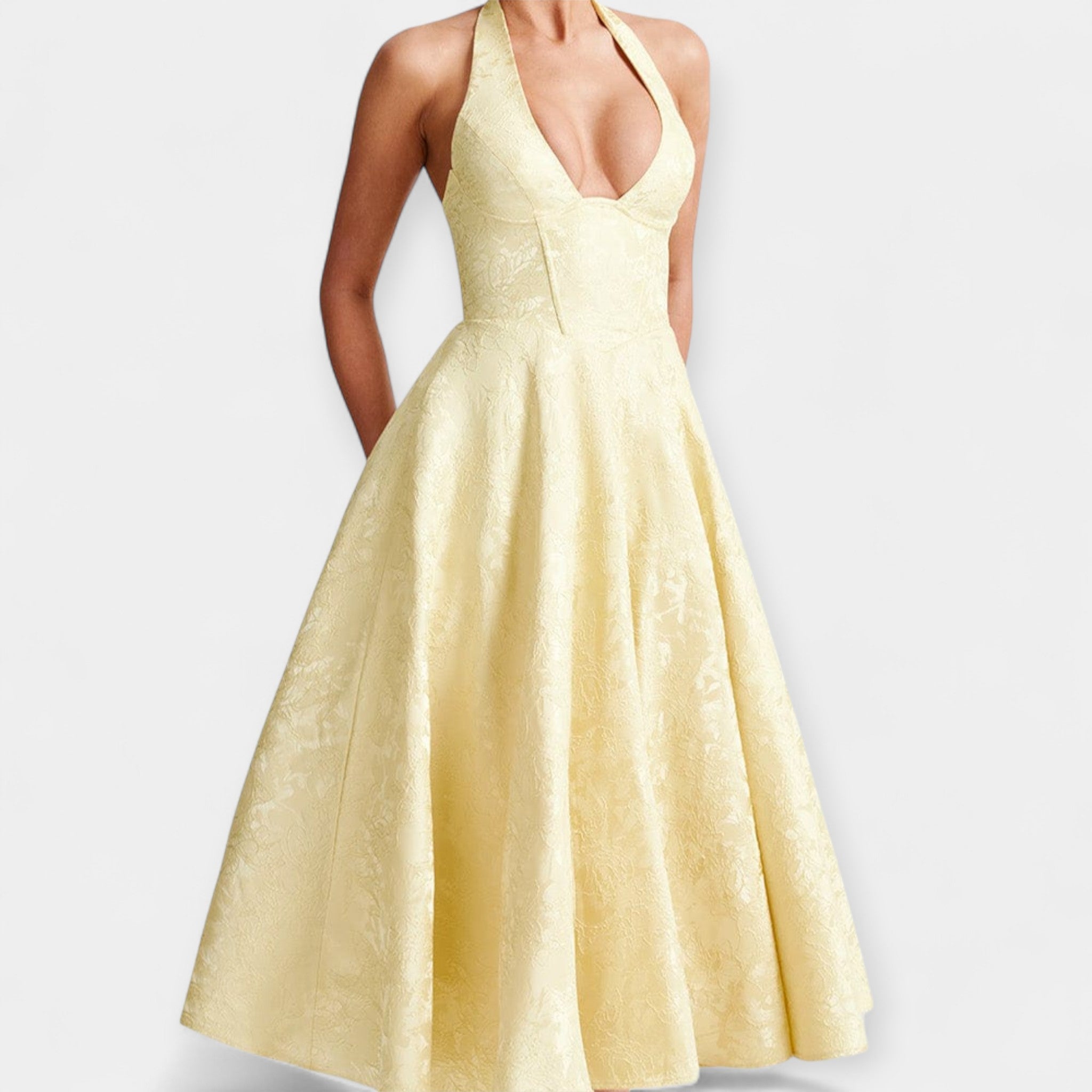 Robe Midi à Dos Nu avec Détails de Corset