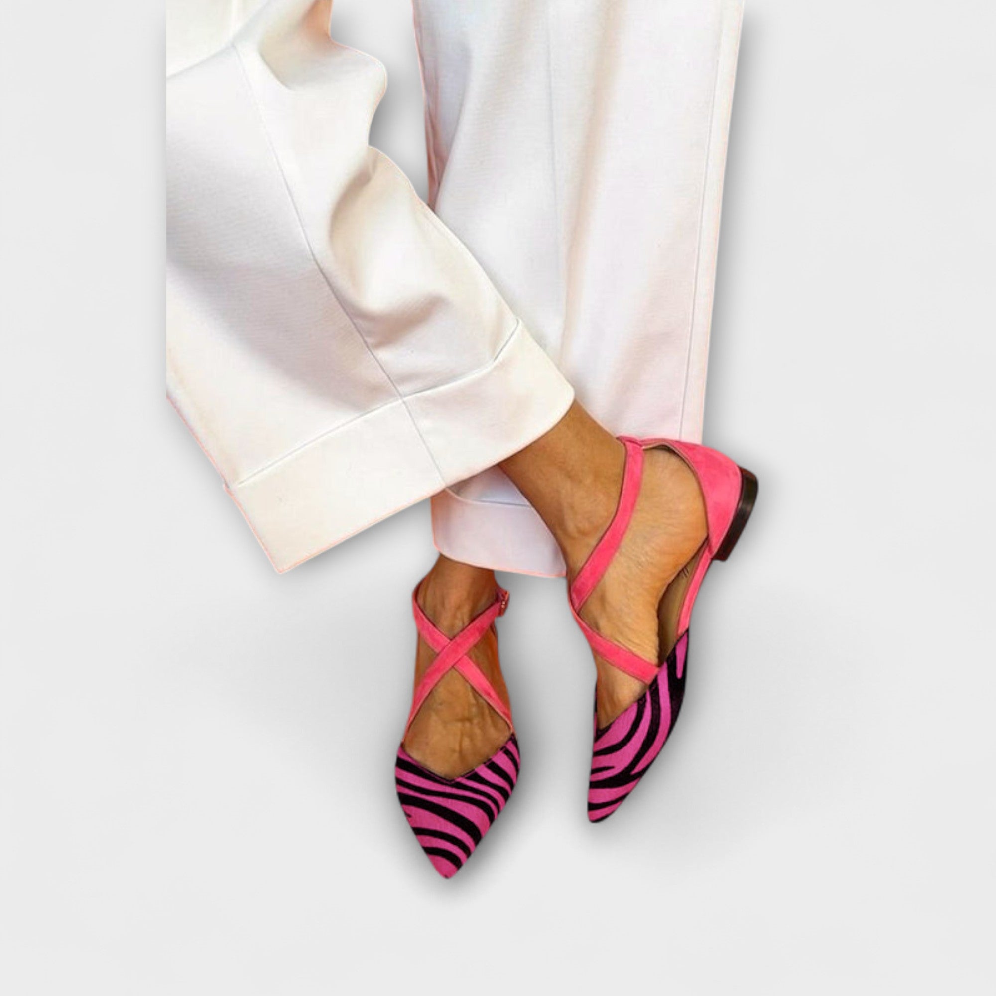 Zebra-Print Rose Puissance Flats