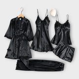 Ensemble Satiné de Nuisettes et Peignoir au Design Épuré