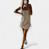 Robe Tricot Sans Manches avec Ceinture Ajustable