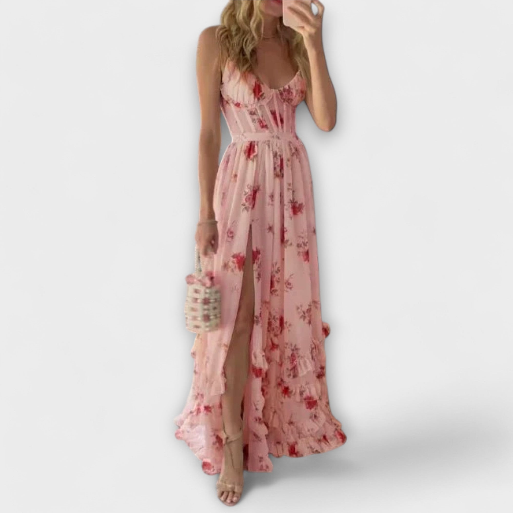 Robe Maxi à Imprimé Floral avec Fente