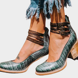 Escarpins à lanières multiples avec talon épais