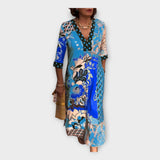 Robe Colorée à Boutons et Manches 3/4