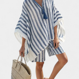 Ensemble à rayures Nancy : Chemise oversize et shorts chic