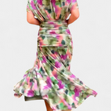 Robe Maxi Fleurie à Décolleté en V et Détails Romantiques