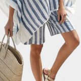 Ensemble à rayures Nancy : Chemise oversize et shorts chic