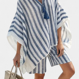 Ensemble à rayures Nancy : Chemise oversize et shorts chic