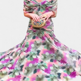 Robe Maxi Fleurie à Décolleté en V et Détails Romantiques