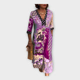 Robe Colorée à Boutons et Manches 3/4