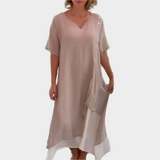 Robe Maxi Élégante en Couleur Unie