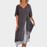 Robe Maxi Élégante en Couleur Unie