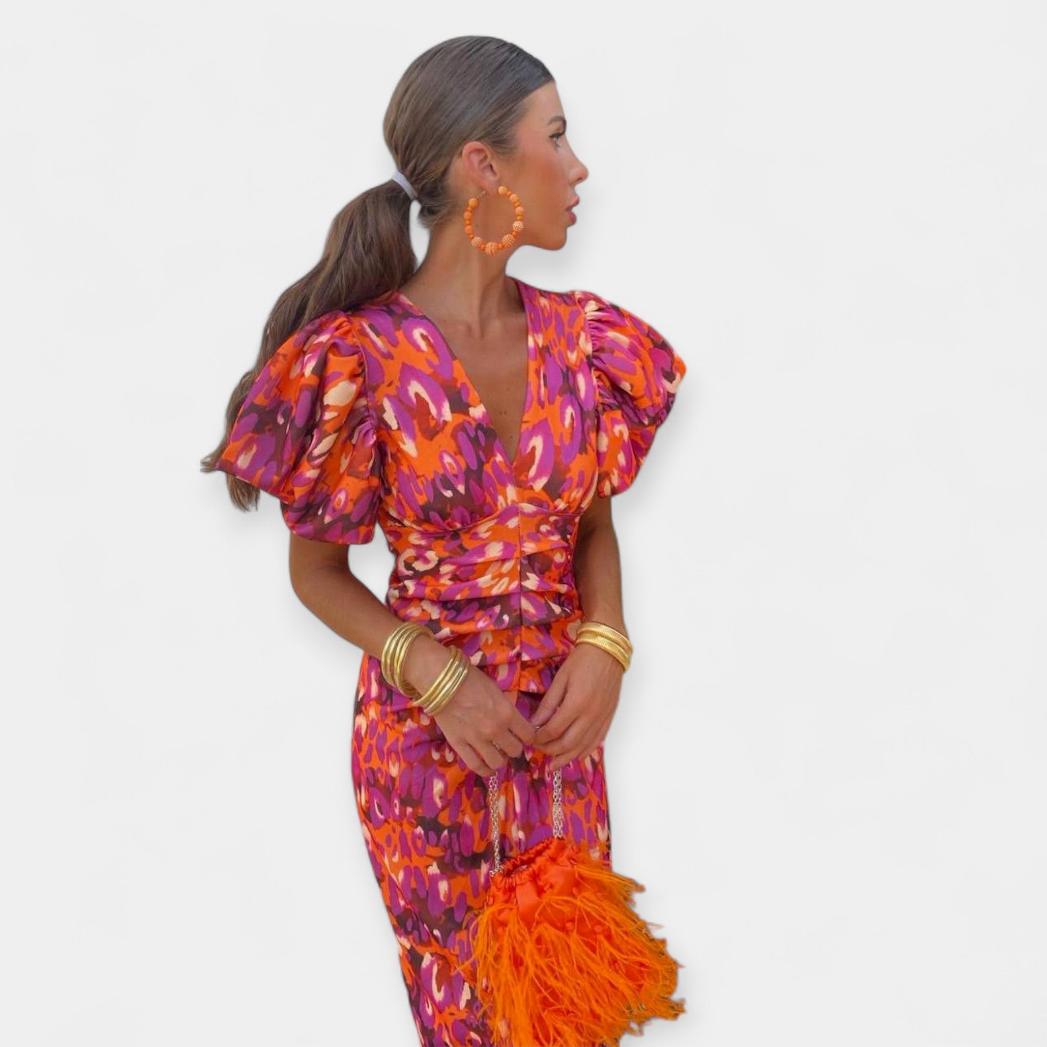 Robe à Manches Longues avec Volants