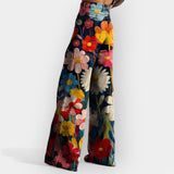 Pantalon Évasé à Motif Floral