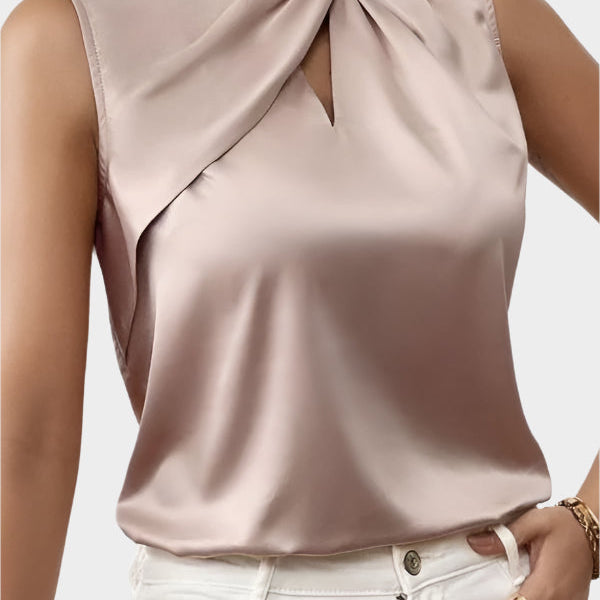 Élégante Blouse Sans Manches en Satin