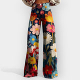 Pantalon Évasé à Motif Floral