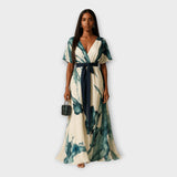 Robe maxi ceinturée à coupe fluide