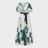 Robe maxi ceinturée à coupe fluide