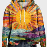 Pull à Capuche avec Motif de Rayons de Soleil