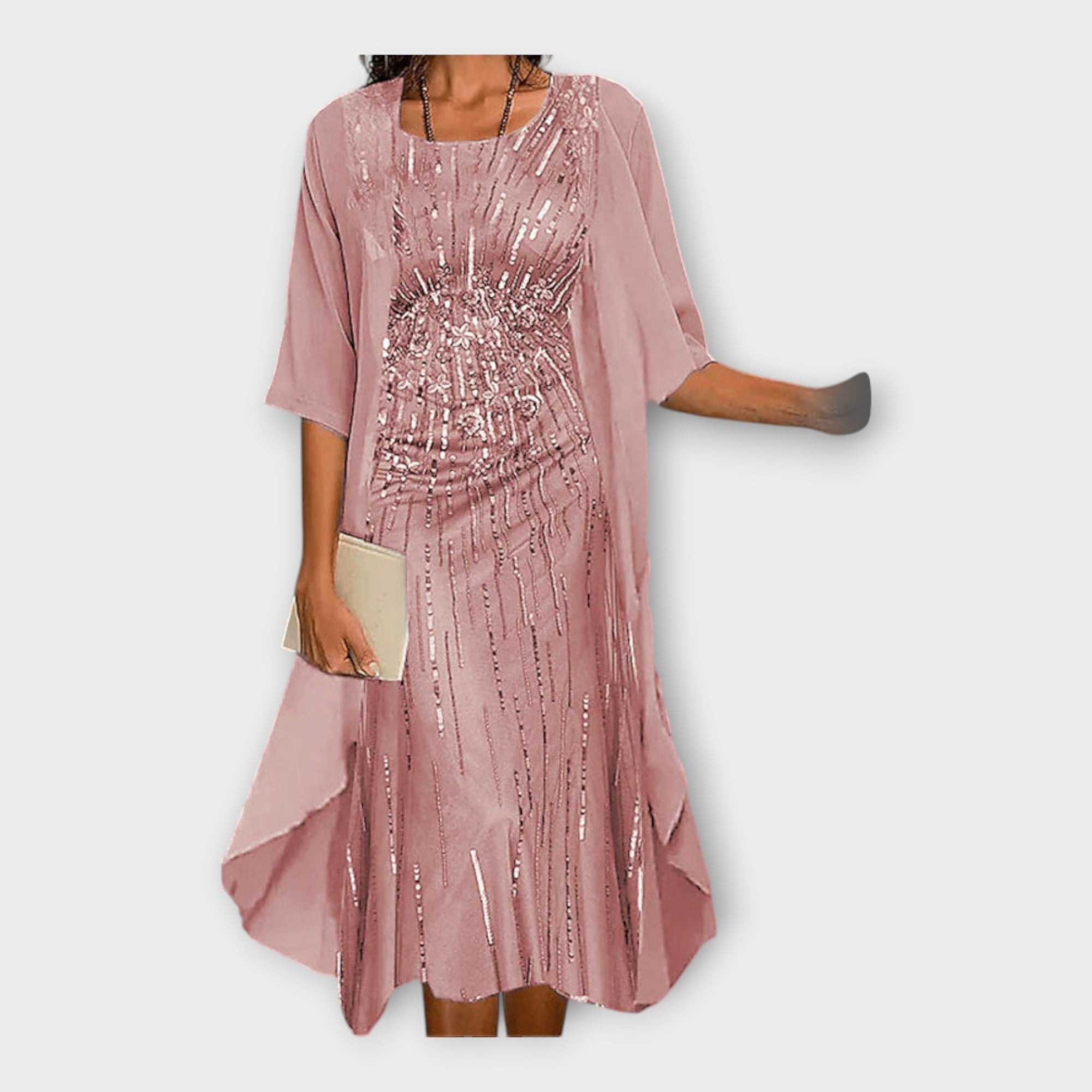 Robe Légère avec Gilet Extérieur et Imprimés